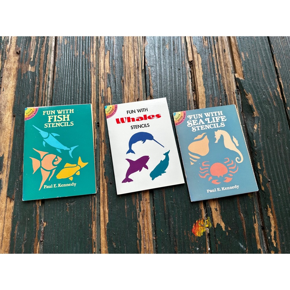 Dover Little ‎ Books Sea Life Fish Whales Stencils Paul E Kennedy Lot of 3